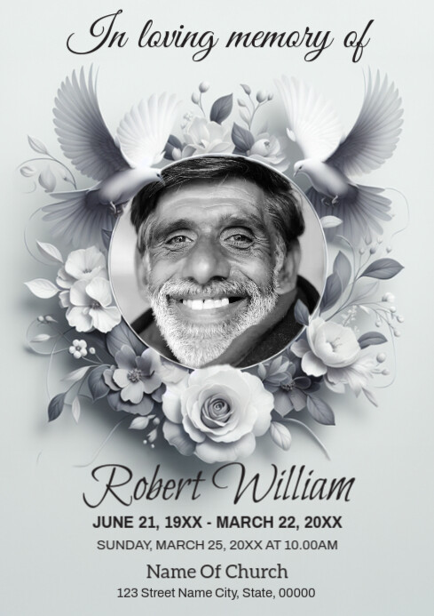 Elegant Funeral Program Template A4