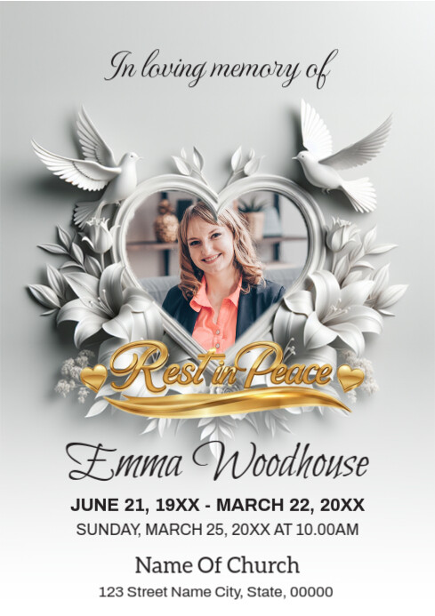 Elegant Funeral Program Template A4