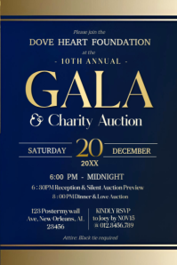Elegant Gala & Charity Auction Invitation Template – Blue & Gold Theme Poster