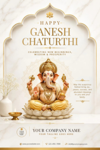 White Ganesh Chaturthi Celebration Poster Template