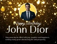 Elegant gold and black birthday video design Løbeseddel (US Letter) template
