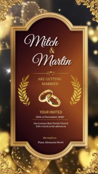 Elegant Gold Wedding Invitation Poster Instagram Reel template