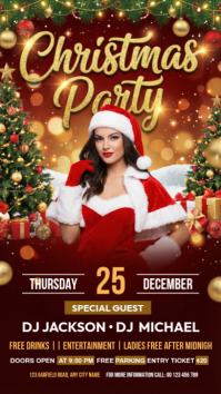 Elegant Golden Christmas Party Flyer Template Instagram Story