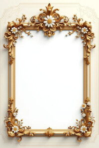 Elegant golden floral frame Poster template