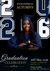 Elegant Graduation Invitation 2026 Template | Class of 2026 Celebration Flyer | Editable Grad Party A4