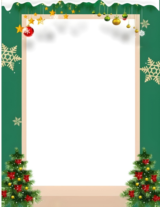 Copy of Elegant Green Christmas Frame with Ornaments and Trees ...