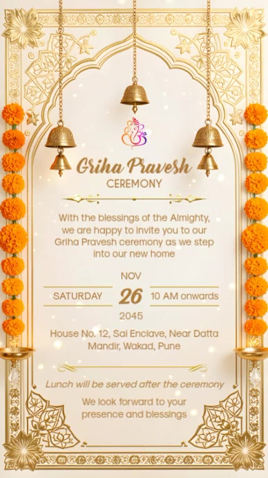 Griha Pravesh Ceremony Invitation Template | PosterMyWall