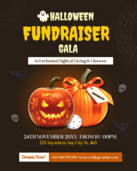 Черный Halloween Fundraiser Gala Instagram Portrait Template