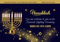 Elegant Hanukkah candle lighting invitation Pocztówka template