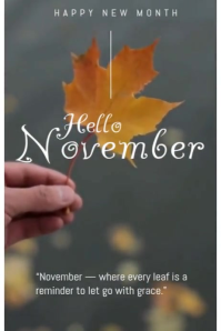 Elegant Hello November Flyer – Warm Autumn New Month Greeting Design Pinterest Graphic template