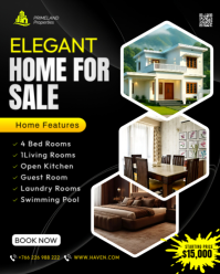 Elegant home for sale real estate residential property listing advert printable flyer template Instagram Portrait