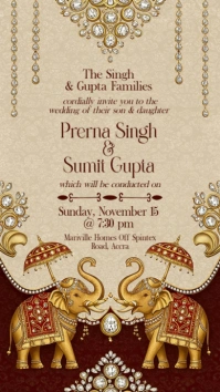 Elegant Indian Wedding Invitation Digital Display (9:16) template