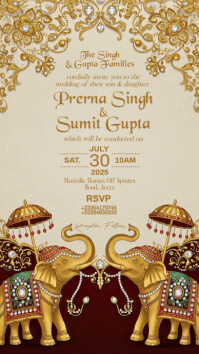 Yellow Wedding Invitation Digitalt display Template