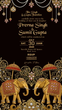Elegant Indian Wedding Invitation Tampilan Digital (9:16) template