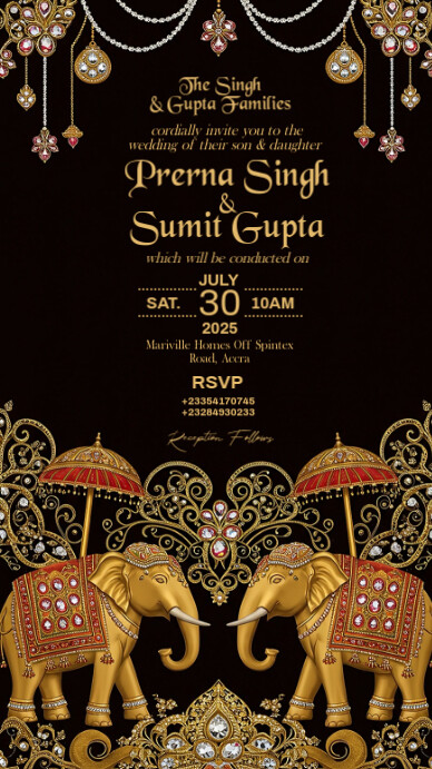 Elegant Indian Wedding Invitation Digitale Vertoning (9:16) template