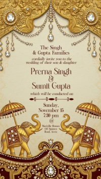 Elegant Indian Wedding Invitation Tampilan Digital (9:16) template