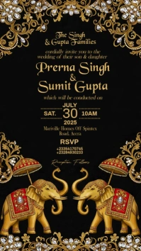 Elegant Indian Wedding Invitation Pantalla Digital (9:16) template