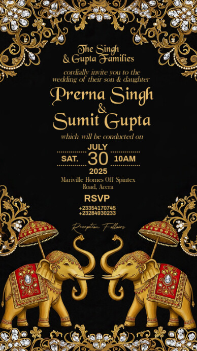 Elegant Indian Wedding Invitation Digitale Vertoning (9:16) template