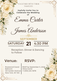 Bianco Wedding Invitation A5 Template