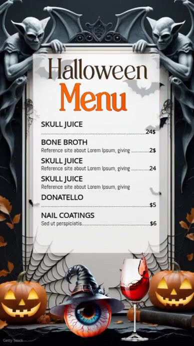 Copy of elegant menu halloween skeleton | PosterMyWall