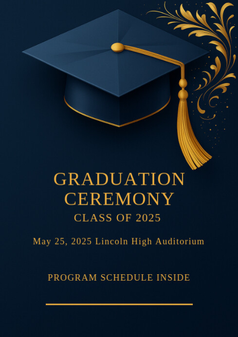 Gold Graduation Program Copy of Elegant Navy & Gold Graduation Ceremony Program Template ...