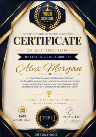 Elegant Navy and Gold Professional Excellence Certificate A5 template