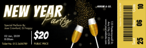 黑色 New Year Party E-mail-overskrift Template