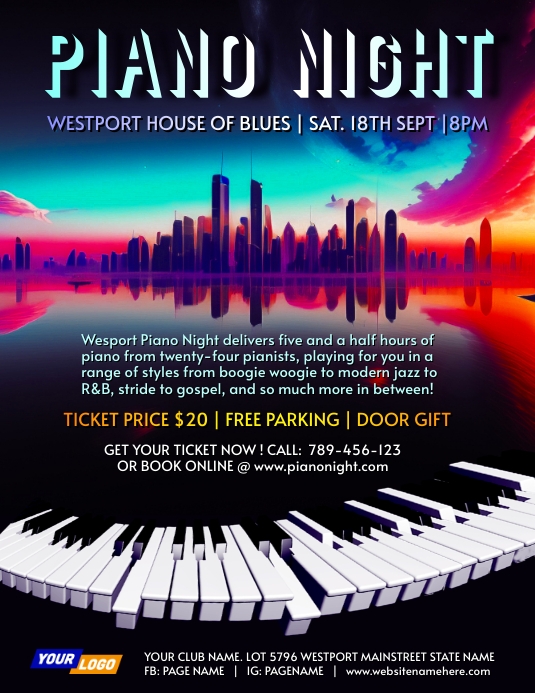 Elegant Piano Night Event Flyer template