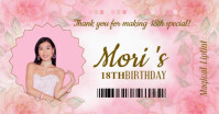 Elegant Pink Floral 18th Birthday Thank You Tag Template Facebook Shared Image