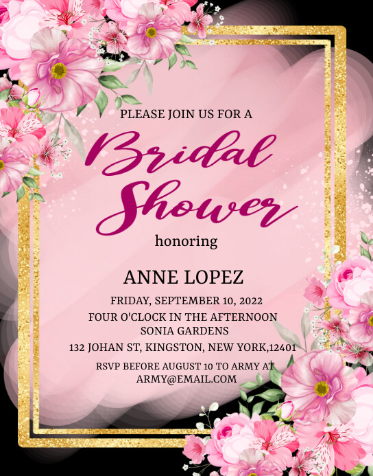 Elegant Pink Floral Bridal Shower Invitation Template PosterMyWall