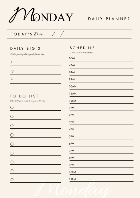 Elegant Printable Daily Planner template เทมเพลต PosterMyWall Elegant Printable Daily Planner template เทมเพลต PosterMyWall
