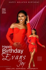 Elegant red birthday flyer design Pinterest-afbeelding template