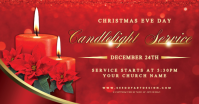 Elegant Red Christmas Eve Candlelight Service Church Facebook Banner Obraz udostępniany na Facebooku template