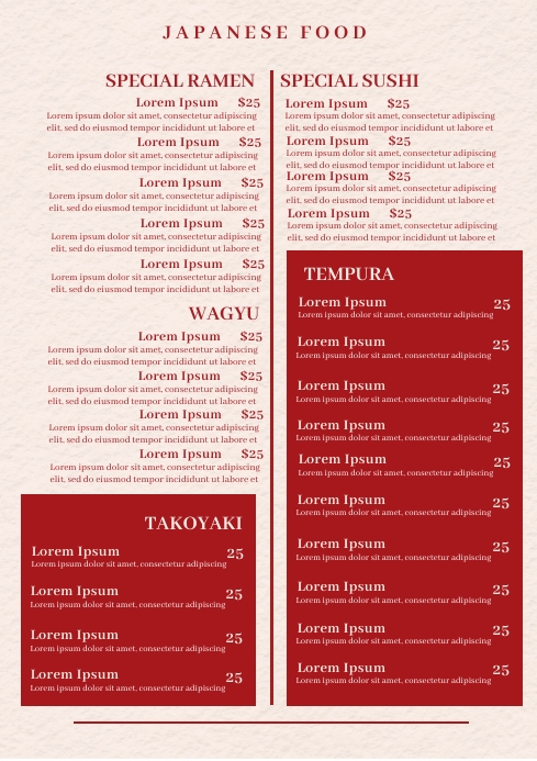 Elegant Red Food Menu Template | PosterMyWall