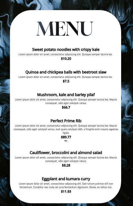 Fancy Restaurant Menu Templates