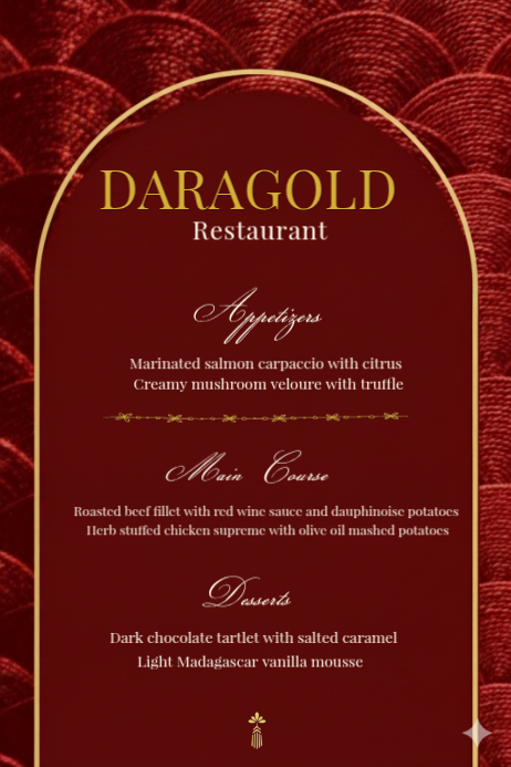 Elegant Restaurant Menu Poster – Luxury Red & Gold Fine Dining Design ...