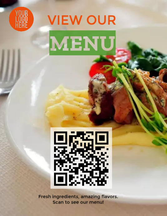 elegant restaurant qr code menu flyer template