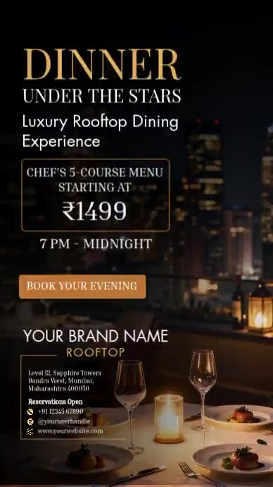 Luxury Rooftop Dining Template | PosterMyWall