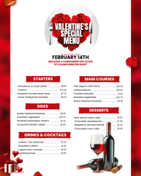 Elegant Rose Heart Valentine's Day Special Menu Template Instagram Portrait