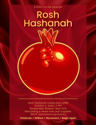 Elegant Rosh Hashanah Flyer Template with Abstract Pomegranate and Star of David