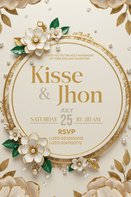 Elegant Round Floral Wedding Invitation Template | PosterMyWall