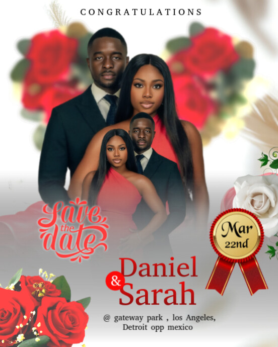Elegant Save The Date Wedding Template – Editable Design Instagram Portrait