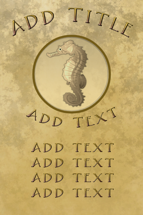 elegant seahorse old paper and golden letter template vintage letter template