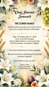 Elegant Shavuot Invitation Video Template Instagram Reel