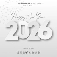 Elegant Silver 2025 Happy New Year Instagram Post template