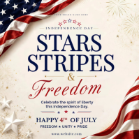 Elegant Stars Stripes & Freedom 4th of July Independence Day Celebration Flyer Template | Happy 4th Quadrato (1:1)