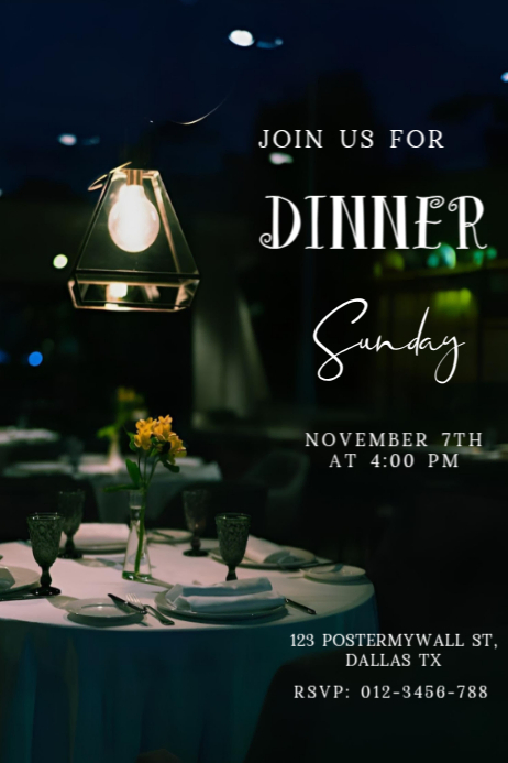 invitation email template 'culinary elegance' for food... Copy of Elegant Sunday Dinner Invitation Flyer – Cozy Restaurant Table ...