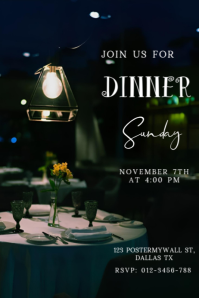 Elegant Sunday Dinner Invitation Flyer – Cozy Restaurant Table Setting Template Poster