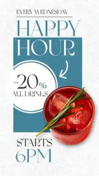 Elegant Teal & White Happy Hour Story - Minimalist Boutique Bar Promo Instagram Story template
