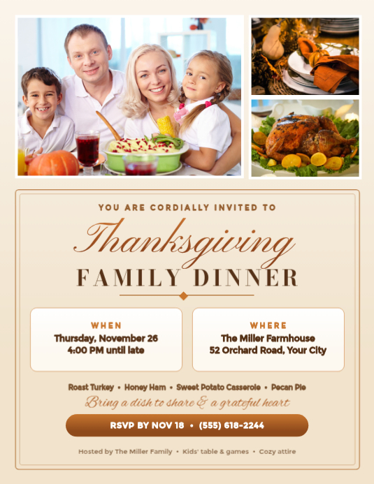 Thanksgiving Family Dinner Template | PosterMyWall